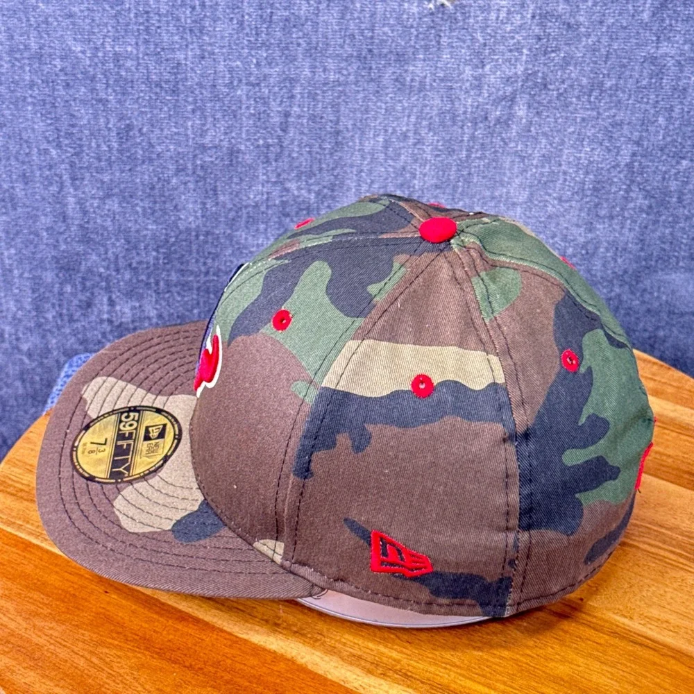 New Era Houston Texans Hat Mens 7 3/8 Camo Cotton Fitted 59FIFTY NFL Camouflage
